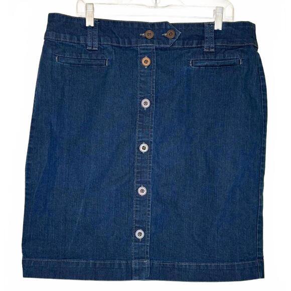 Vintage Denim Dark Wash Skirt 14 Erika Button Front 2 Pockets - Picture 1 of 7